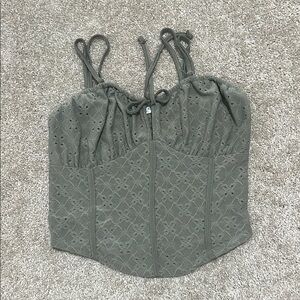 Green Eyelet Women's Top